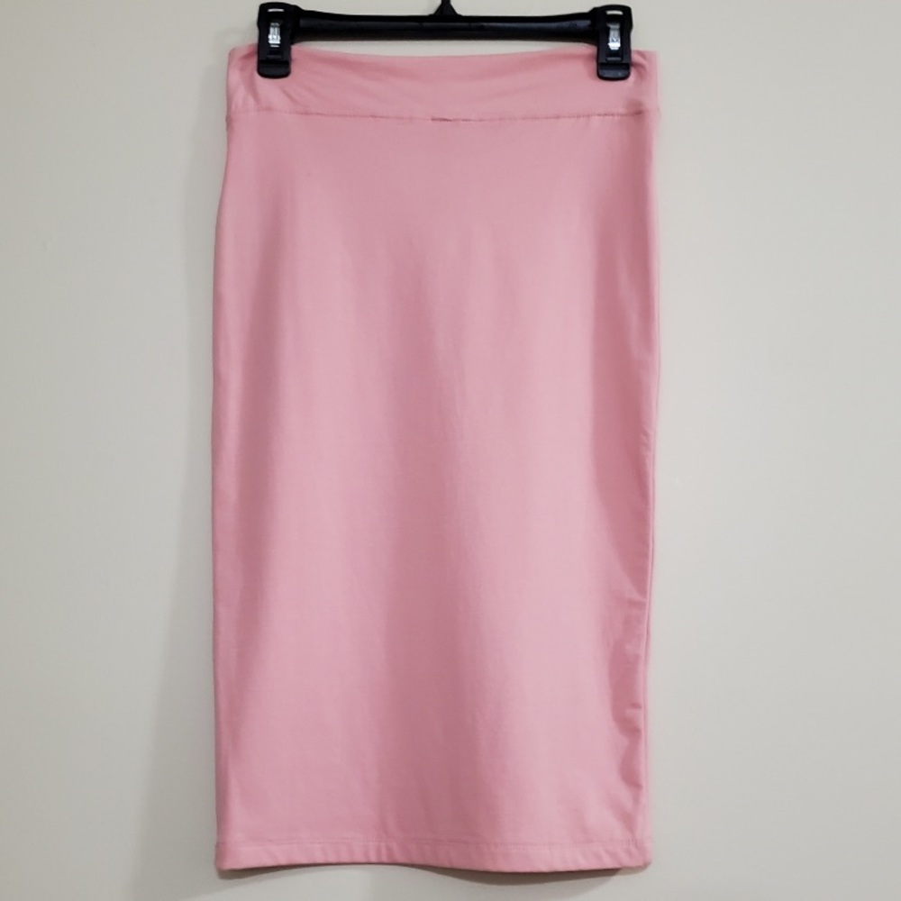 Esteez Pink Elastic Cotton Fabric Pencil Skirt